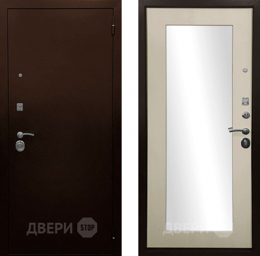 Входная металлическая Дверь Ратибор Оптима 3К зеркало Лиственница беж в Яхроме