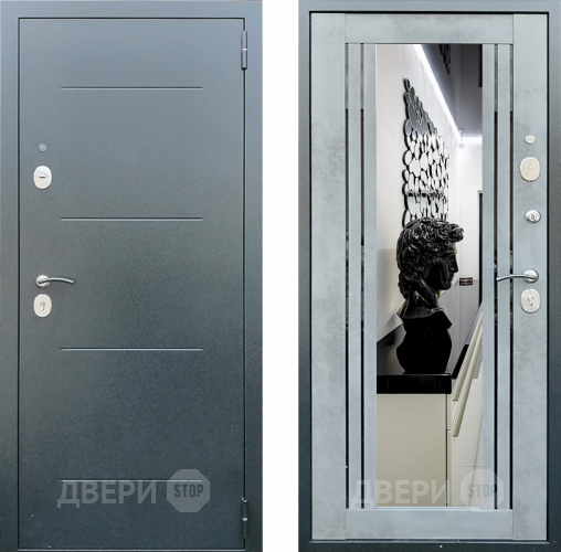 Дверь Престиж Люкс с зеркалом Бетон в Яхроме