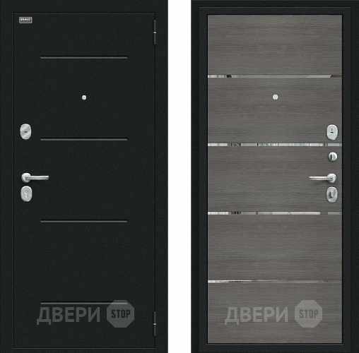 Дверь Bravo Лайн Букле черное/Grey Veralinga в Яхроме