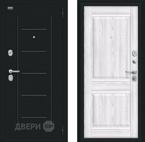 Входная металлическая Дверь Bravo Некст Kale Букле черное/Riviera Ice в Яхроме