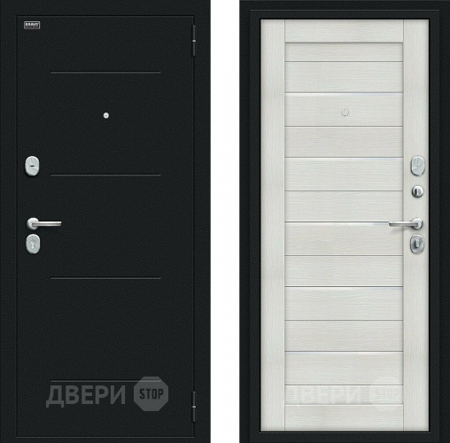 Дверь Bravo Техно Kale Букле черное/Bianco Veralinga в Яхроме