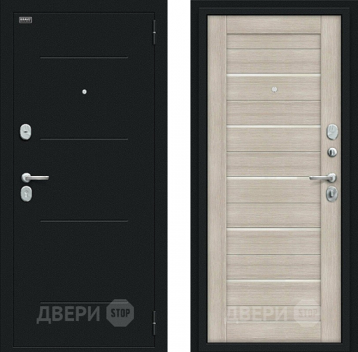Входная металлическая Дверь Bravo Техно Kale Букле черное/Cappuccino Veralinga в Яхроме