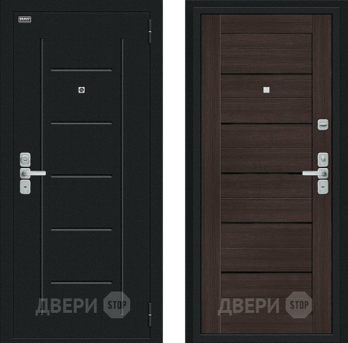 Входная металлическая Дверь Bravo Райт Букле черное/Wenge Veralinga в Яхроме
