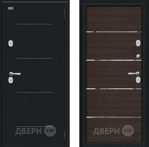 Дверь Bravo Thermo Лайн Букле черное/Wenge Veralinga в Яхроме