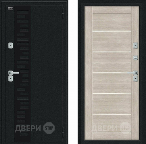 Входная металлическая Дверь Bravo Thermo Техно Декор Букле черное/Cappuccino Veralinga в Яхроме