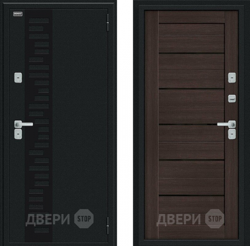 Дверь Bravo Thermo Техно Декор Букле черное/Wenge Veralinga в Яхроме