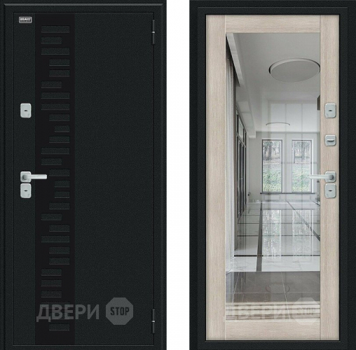 Входная металлическая Дверь Bravo Thermo Флэш Декор Букле черное/Cappuccino Veralinga в Яхроме