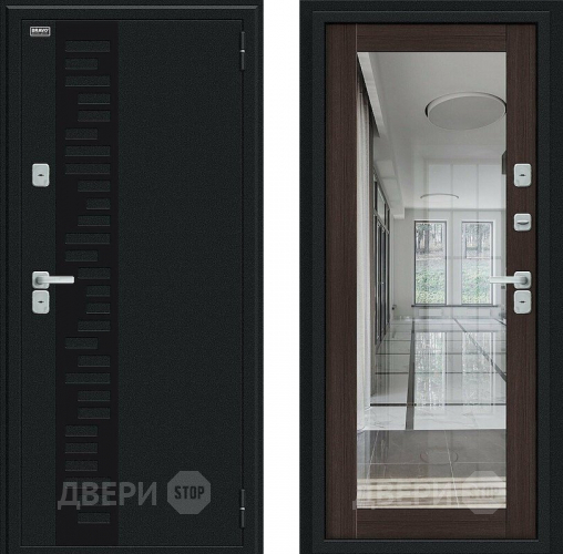 Входная металлическая Дверь Bravo Thermo Флэш Декор Букле черное/Wenge Veralinga в Яхроме