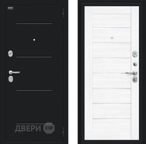 Входная металлическая Дверь Bravo Техно Букле черное/Snow Melinga в Яхроме
