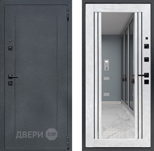 Дверь Престиж Лофт с зеркалом Бетон снежный в Яхроме