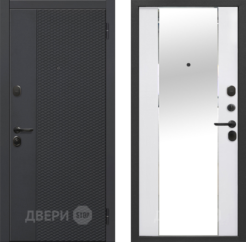 Входная металлическая Дверь Флорида Зеркало Фацет Эммалит Белый в Яхроме