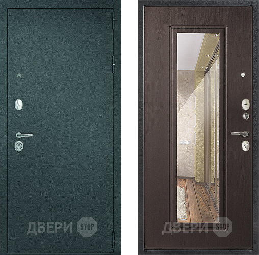 Входная металлическая Дверь Дверной Континент Рубикон Серебро Зеркало Венге в Яхроме