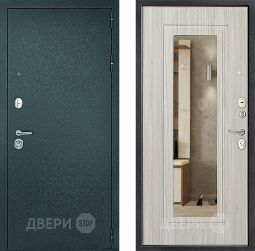 Входная металлическая Дверь Дверной Континент Рубикон Серебро Зеркало Сандал в Яхроме