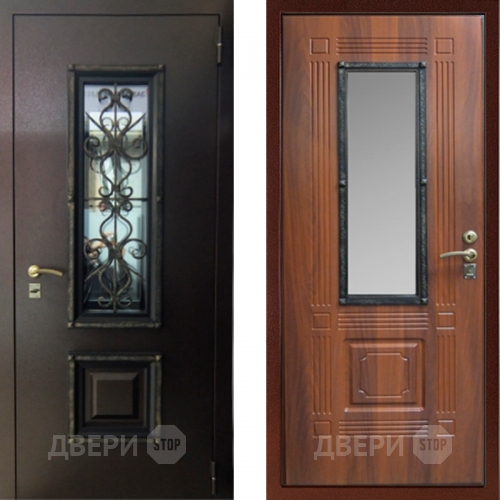 Дверь с ковкой и стеклом в Яхроме