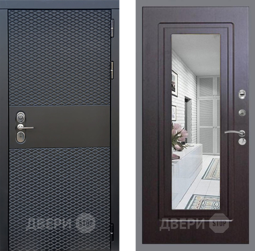Входная металлическая Дверь Стоп БЛЭК CISA Зеркало ФЛ-120 Венге в Яхроме