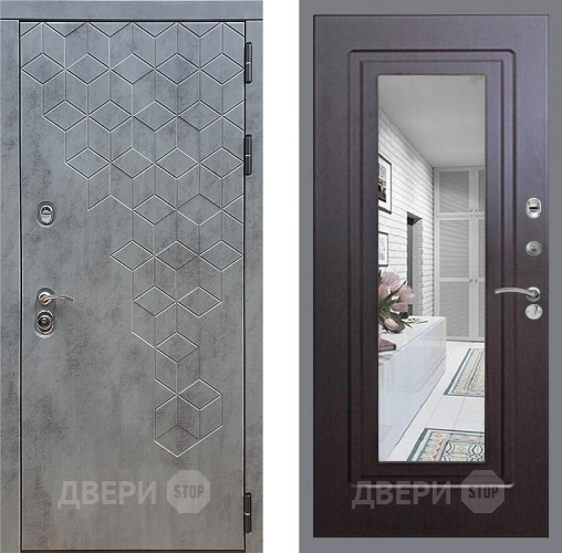 Входная металлическая Дверь Стоп БЕТОН Зеркало ФЛ-120 Венге в Яхроме