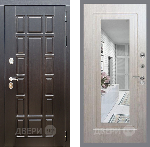 Дверь Стоп НЬЮ ЙОРК Зеркало ФЛ-120 Беленый дуб в Яхроме