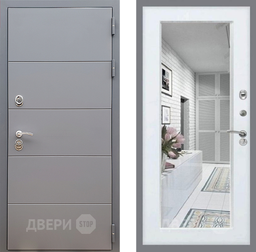 Дверь Стоп АРТ ГРАФИТ Зеркало Белый ясень в Яхроме