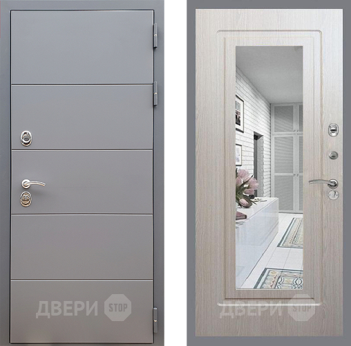 Дверь Стоп АРТ ГРАФИТ Зеркало ФЛ-120 Беленый дуб в Яхроме