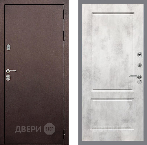 Входная металлическая Дверь Стоп КЛАССИК Медь ФЛ-117 Бетон светлый в Яхроме