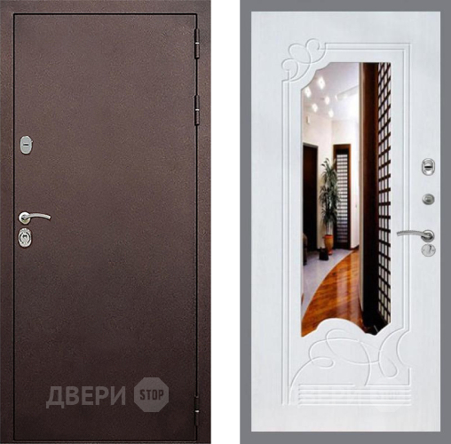 Входная металлическая Дверь Стоп КЛАССИК Медь ЗкркалоФЛ-147 Ясень белый в Яхроме