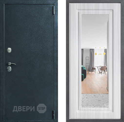 Входная металлическая Дверь Дверной континент ДК-70 Дизайн ФЛЗ Зеркало Сандал белый в Яхроме