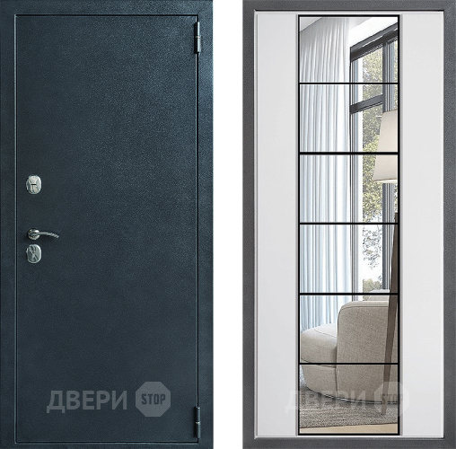 Входная металлическая Дверь Дверной континент ДК-70 Дизайн ФЛЗ-2 Зеркало Белый софт в Яхроме