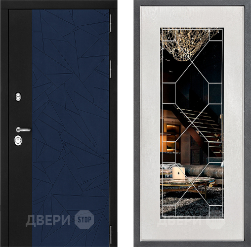 Входная металлическая Дверь Дверной континент ДК-9 ФЛ-Тиффани Зеркало Белое дерево в Яхроме