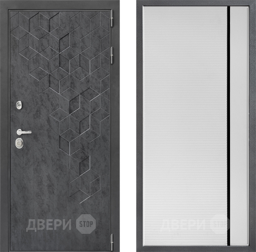 Входная металлическая Дверь Дверной континент ДК-3/713 ФЛ-757 Черное Стекло Софт милк в Яхроме