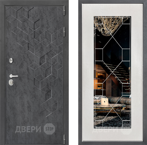 Дверь Дверной континент ДК-3/713 ФЛ-Тиффани Зеркало Белое дерево в Яхроме