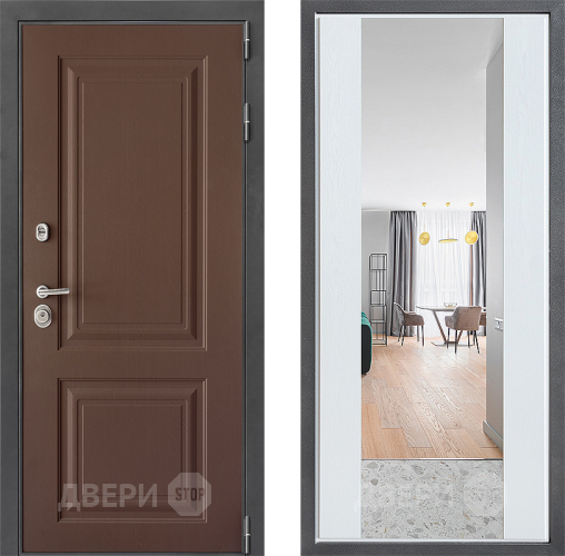 Дверь Дверной континент ДК-3/729 ФЛЗ-1 Зеркало Белое дерево в Яхроме