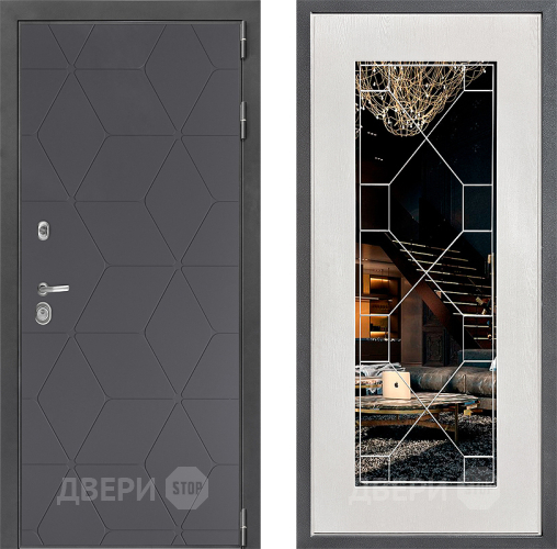 Входная металлическая Дверь Дверной континент ДК-3/744 ФЛ-Тиффани Зеркало Белое дерево в Яхроме
