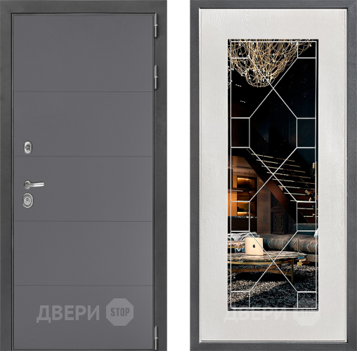 Дверь Дверной континент ДК-3/649 ФЛ-Тиффани Зеркало Белое дерево в Яхроме