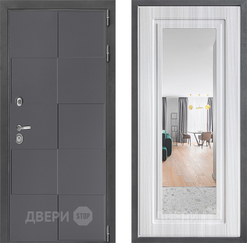 Входная металлическая Дверь Дверной континент ДК-3/606 ФЛЗ Зеркало Сандал белый в Яхроме