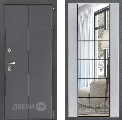Входная металлическая Дверь Дверной континент ДК-3/606 ФЛЗ-2 Зеркало Бетон светлый в Яхроме