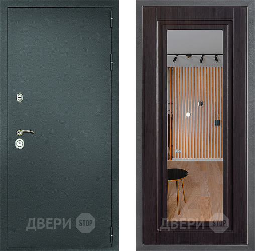Входная металлическая Дверь Дверной континент Рубикон Серебро Дизайн ФЛЗ Зеркало Венге в Яхроме