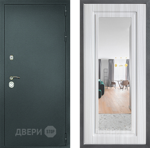 Входная металлическая Дверь Дверной континент Рубикон Серебро Дизайн ФЛЗ Зеркало Сандал белый в Яхроме