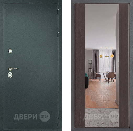 Входная металлическая Дверь Дверной континент Рубикон Серебро Дизайн ФЛЗ-1 Зеркало Венге в Яхроме
