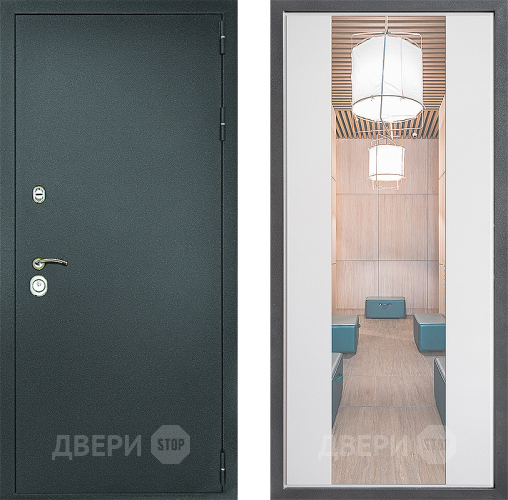 Дверь Дверной континент Рубикон Серебро Дизайн ФЛЗ-1 Зеркало Белый софт в Яхроме