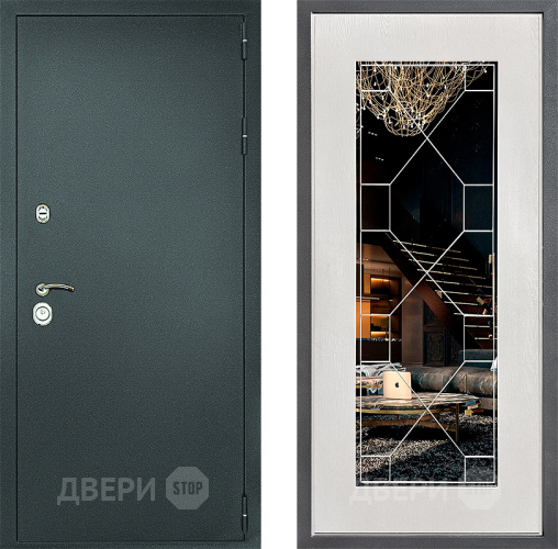 Дверь Дверной континент Рубикон Серебро Дизайн ФЛ-Тиффани Зеркало Белое дерево в Яхроме