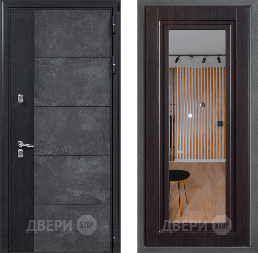 Входная металлическая Дверь Дверной континент ДК-15 Бетон ТЕРМО ФЛЗ Зеркало Венге в Яхроме
