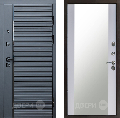 Дверь Престиж Черная Линия Зеркало Белый софт в Яхроме