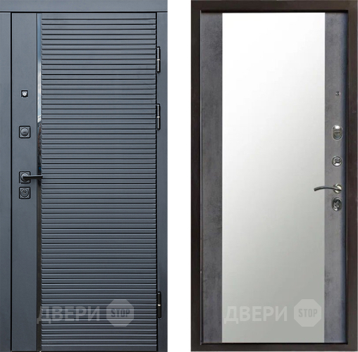Дверь Престиж Черная Линия Зеркало Бетон темный в Яхроме