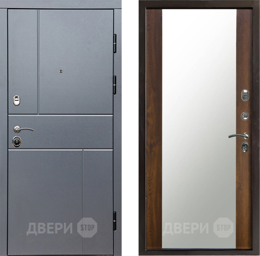 Входная металлическая Дверь Престиж Горизонт Грэй Зеркало Дуб в Яхроме