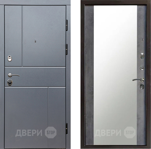 Входная металлическая Дверь Престиж Горизонт Грэй Зеркало Бетон темный в Яхроме