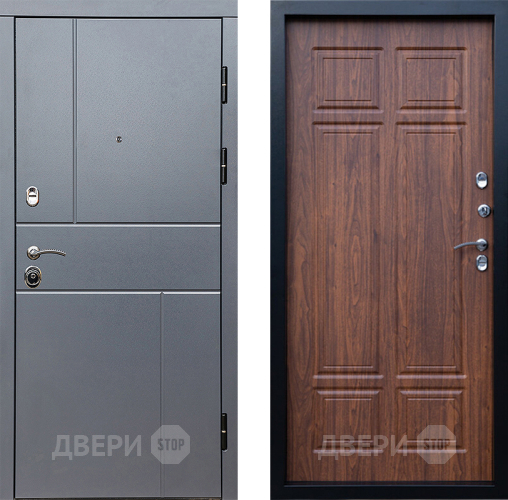 Входная металлическая Дверь Престиж Горизонт Грэй Премиум Орех темный в Яхроме