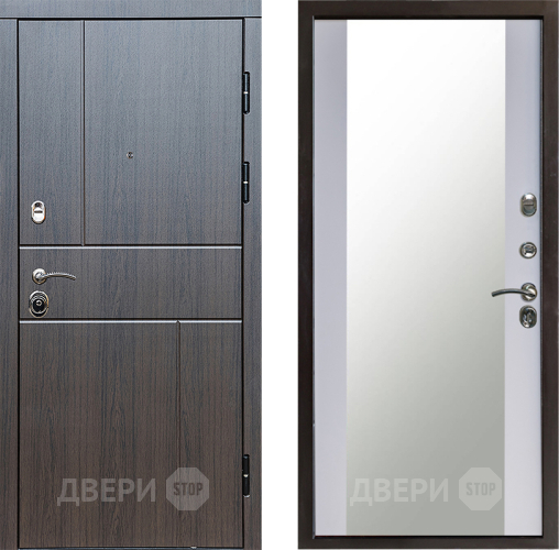 Входная металлическая Дверь Престиж Горизонт Венге Зеркало Белый софт в Яхроме