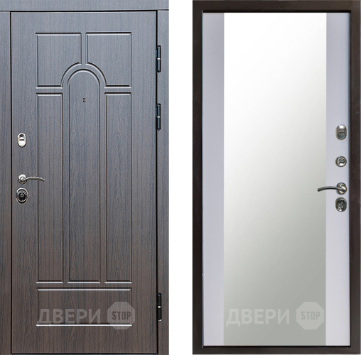 Входная металлическая Дверь Престиж Арка Зеркало Белый софт в Яхроме
