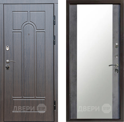 Входная металлическая Дверь Престиж Арка Зеркало Бетон темный в Яхроме