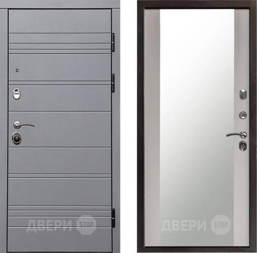 Входная металлическая Дверь Престиж Линия Грэй Зеркало Лиственница белая в Яхроме